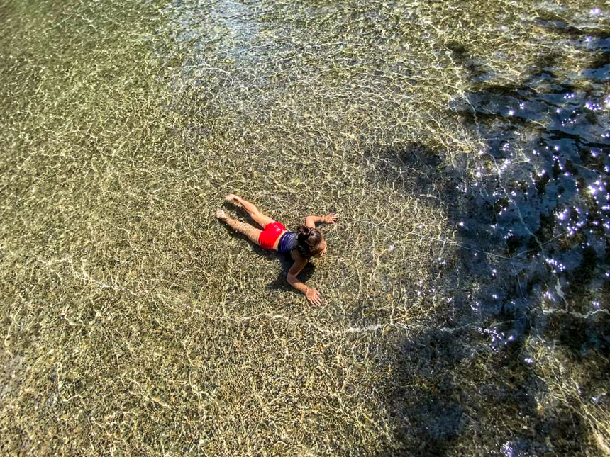 Volunteer Park Wading Pool Aerial View of Young Toddler Swimming