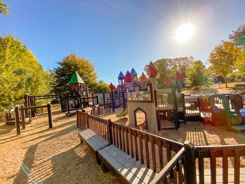 North Rose Hill Woodlands Park Wooden Castle Themed playground
