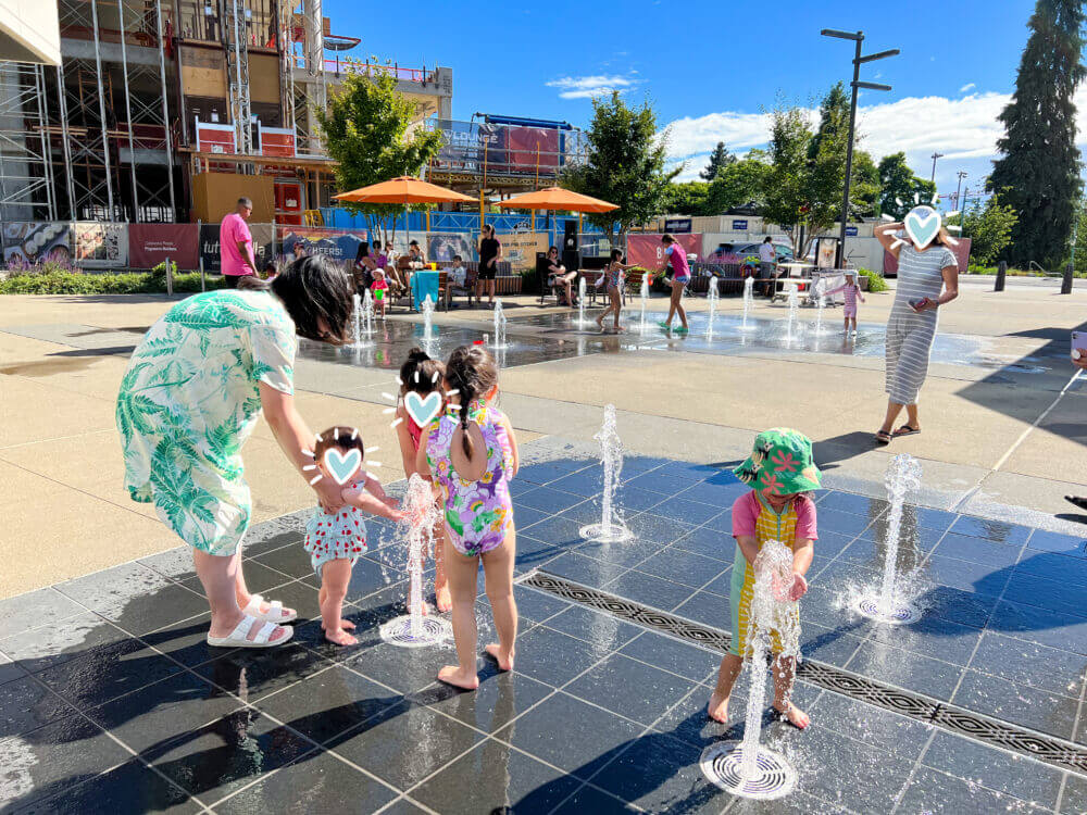 Kirkland Urban Splash Pad, open during the summer right in front of Shake Shack.