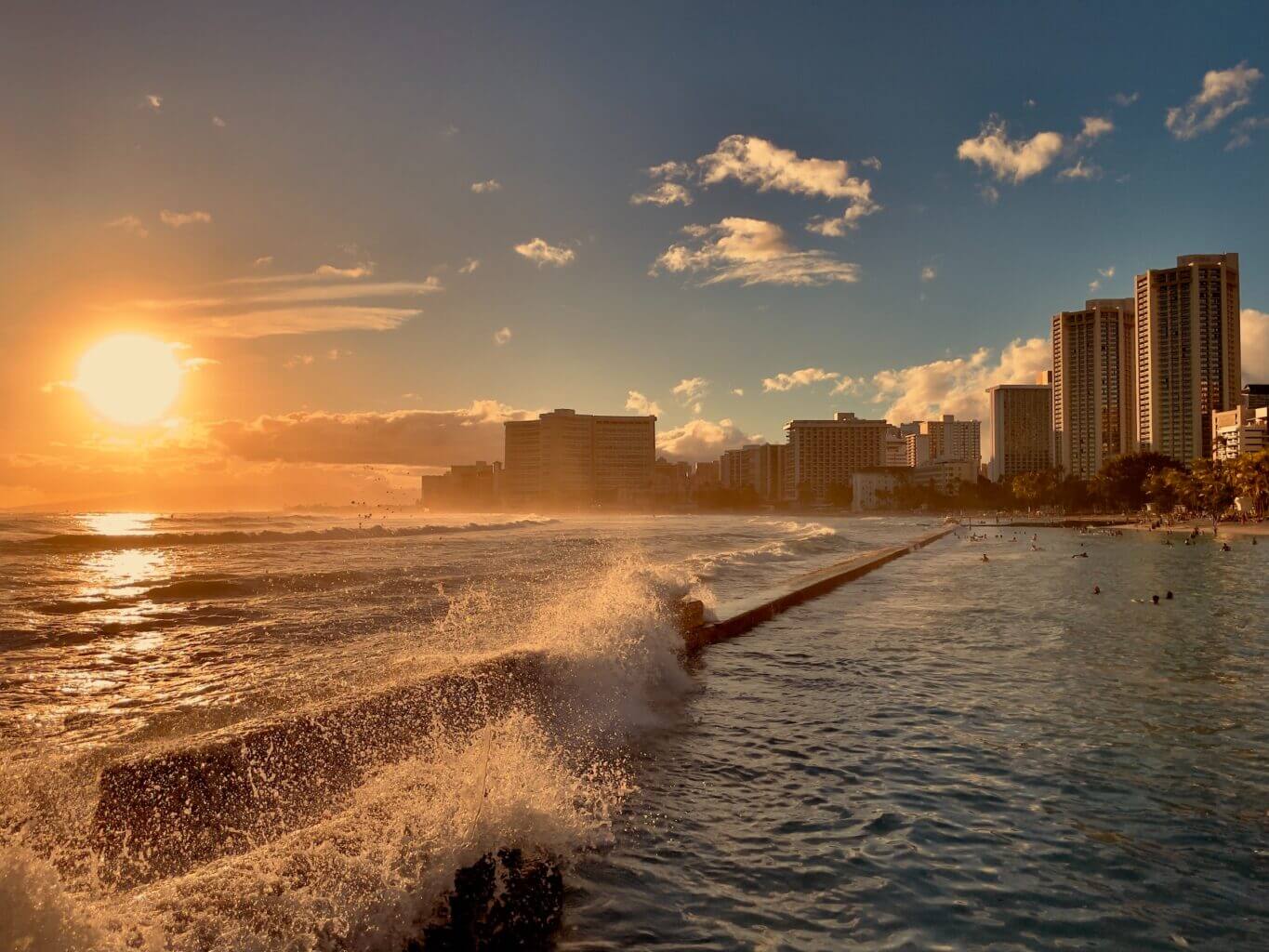 Waikiki Kūhiō Beach "Walls" is another top Oahu beach in Waikiki, walkable from all of the hotels in Waikiki and famous for tourist