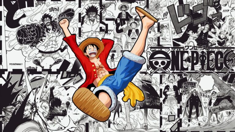 Monkey D Luffy the main character from One Piece manga series, showing some of his battle poses through out the series