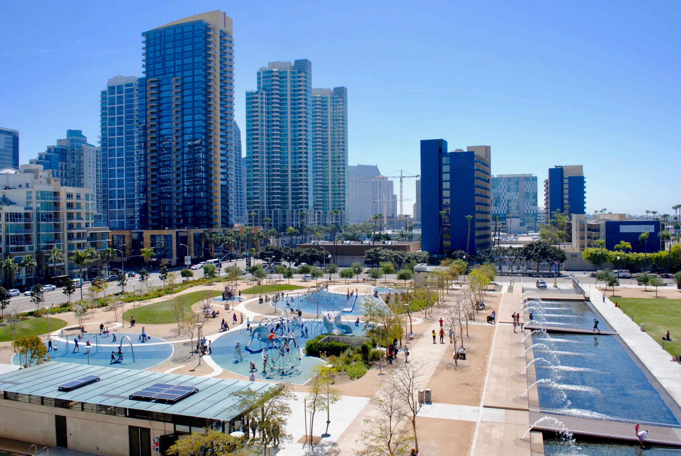Waterfront Park in downtown San Diego is a must-visit for any family vacation. This kid-friendly park features a massive playground with climbing structures, swings, and slides, making it a perfect spot for children of all ages to explore and play. During the summer, families can enjoy the interactive splash pad fountains, offering a fun way to cool off while taking in the scenic bayfront views. With picnic areas, wide open green spaces, and its prime location near Little Italy and the Embarcadero, Waterfront Park is an ideal stop for families visiting San Diego.